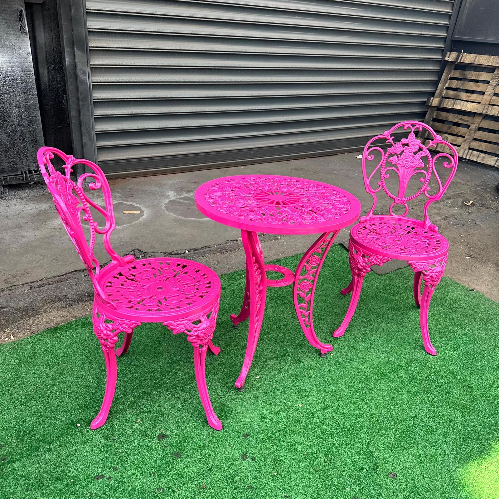 Pink Döküm  Masa Sandalye Takımı - 2 Kişilik