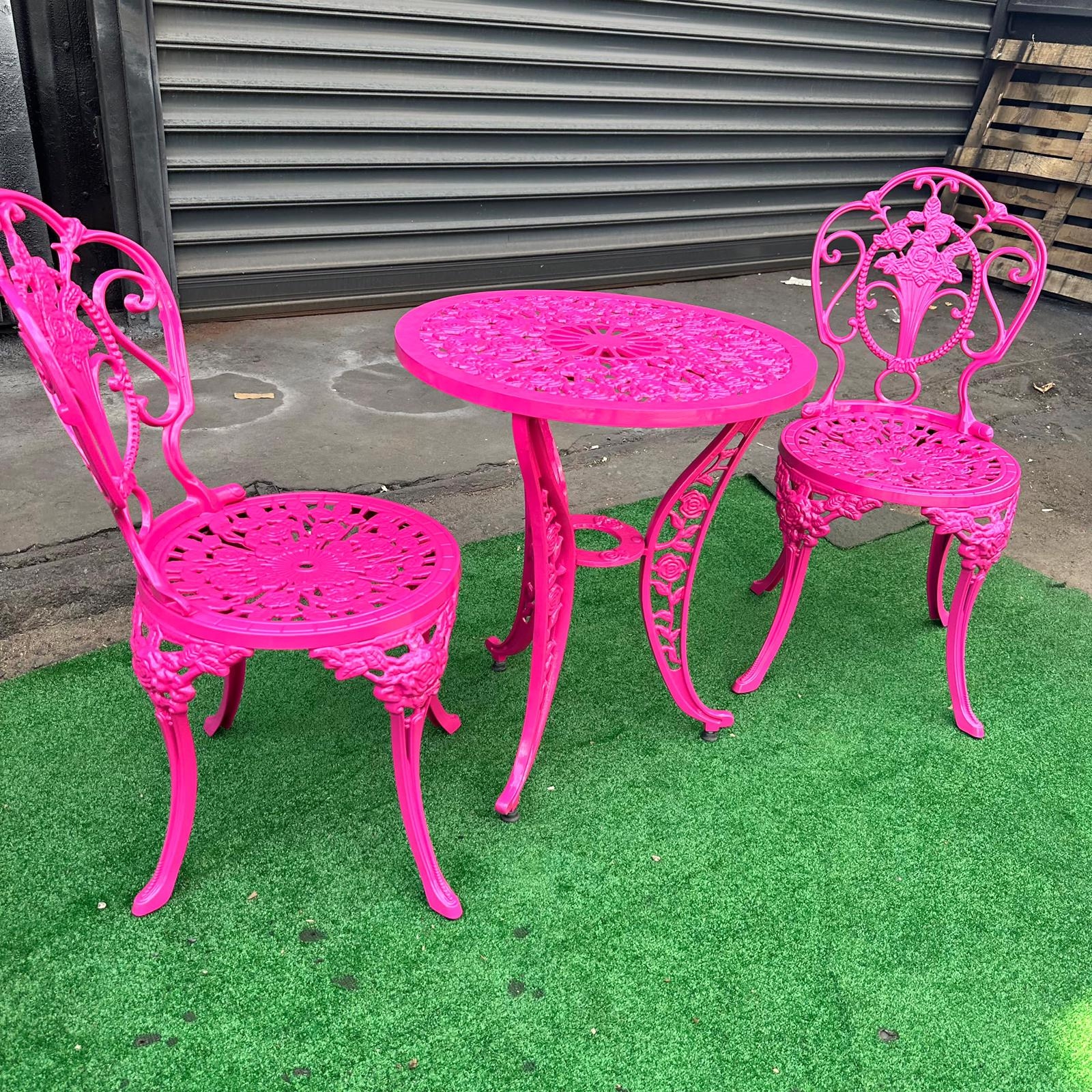 Pink Döküm  Masa Sandalye Takımı - 2 Kişilik